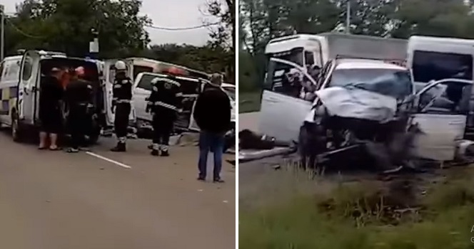 ხალხი ძირს ყრია. არის მსხვერპლი… – მცხეთაში მგზავრებით სავსე მარშუტკები ერთმანეთს შეეჯახა. უმძიმესი კადრები