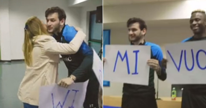 ხვიჩა კვარაცხელია და მისი თანაგუნდელები ნეაპოლელ მამაკაცს რჩეულისთვის ხელის თხოვნაში ეხმარებიან – ნახეთ პოზიტიური კადრები