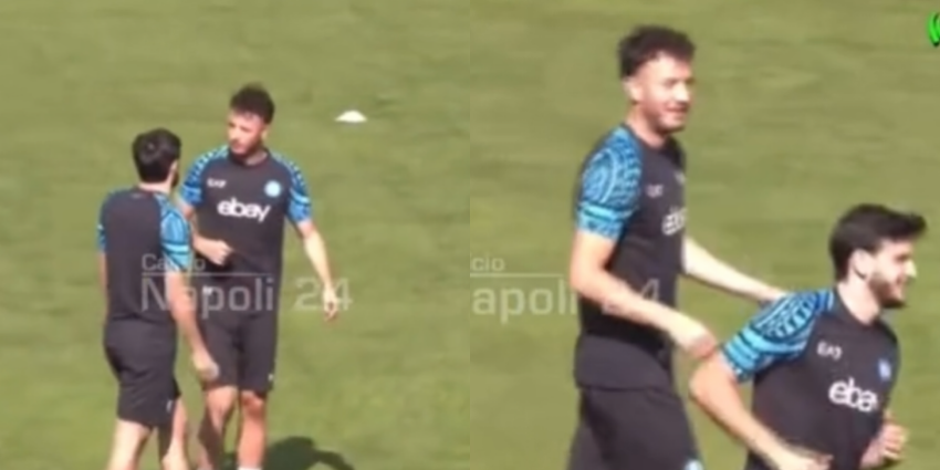 სახალისო მომენტი “ნაპოლის” ვარჯიშზე – კვარას და რაჰმანის “დაპირისპირება”