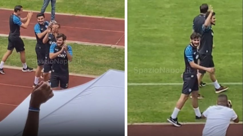 დაინგრა ტრიბუნა – ქომაგების რეაქცია, როცა “ნაპოლის” პირველ ვარჯიშზე კვარა გამოჩნდა