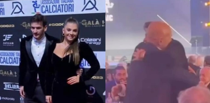 ემოციური კადრები : ხვიჩა კვარაცხელიას და ლუჩიანო სპალეტის შეხვედრა სერია ა-ს წლის შემაჯამებელ ღონისძიებაზე