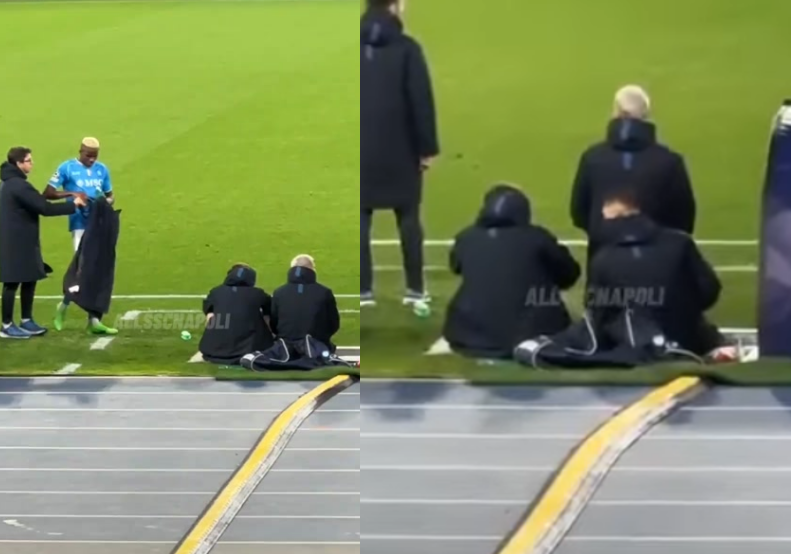 ვიდეო : როგორ ამშვიდებდა ოსიმენი კვარაცხელიას “ბარსელონასთან” მატჩში შეცვლის შემდეგ