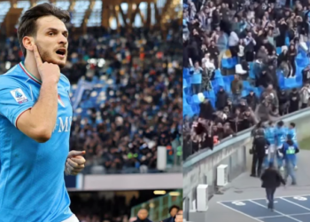 ემოციური კადრები – რა ხდებოდა მარადონას სახელობის სტადიონზე კვარაცხელიას გოლის დროს