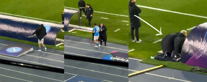 ხვიჩა კვარაცხელიას ემოციები, როდესაც მწვრთნელმა ბარსელონასთან მეორე ტაიმში მალევე შეცვალა