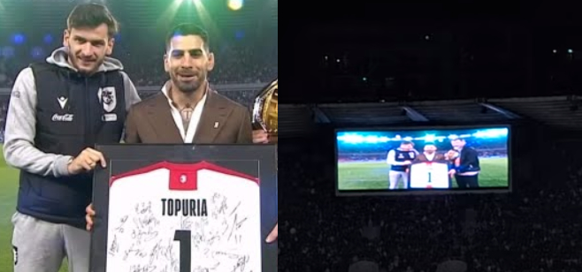 ვიდეო : რა ხდებოდა სტადიონზე ილია თოფურიას და ხვიჩა კვარაცხელიას გამოსვლისას