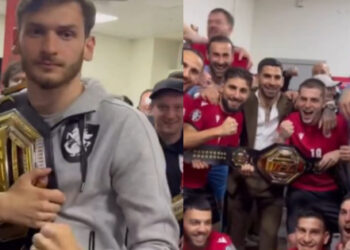 საქართველომ გამარჯვება გასახდელში ილია თოფურიასთან ერთად აღნიშნა – ემოციური კადრები