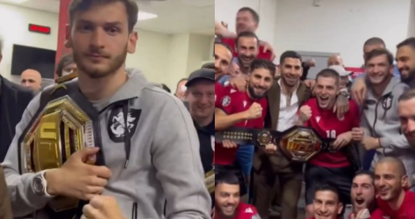 საქართველომ გამარჯვება გასახდელში ილია თოფურიასთან ერთად აღნიშნა – ემოციური კადრები