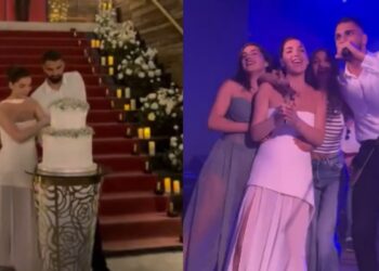 ულამაზესი ტორტი და ამღერებული წყვილი – კადრები გიორგი მამარდაშვილის და ელენე ეპიტაშვილის ქორწილიდან