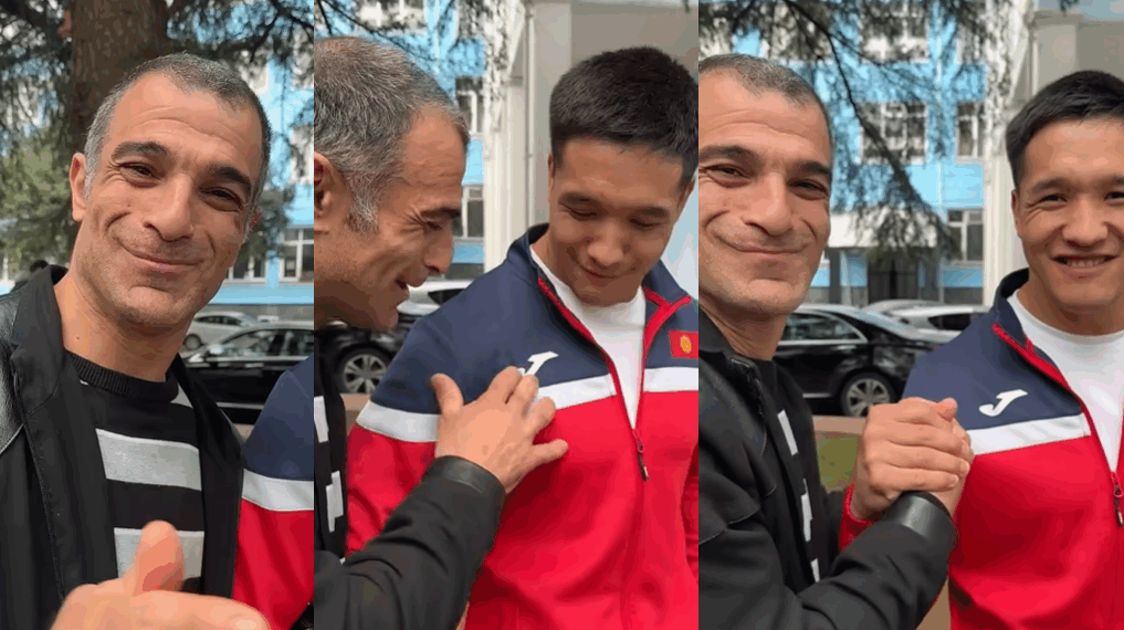 ვიდეო : “ჩვენ მეგობრები ვართ” – ვახტანგ ახობაძე ყირგიზ მეტოქესთან შეხვედრისას